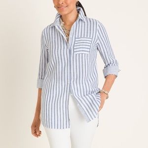 NWT CHICOS BLUE AND WHITE TUNIC SHIRT